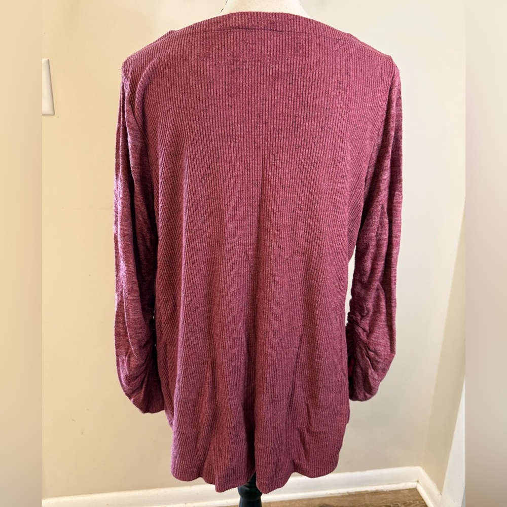 Saturday Sunday by Anthropologie soft Heather red Lagenlook tunic sweater SZ XS